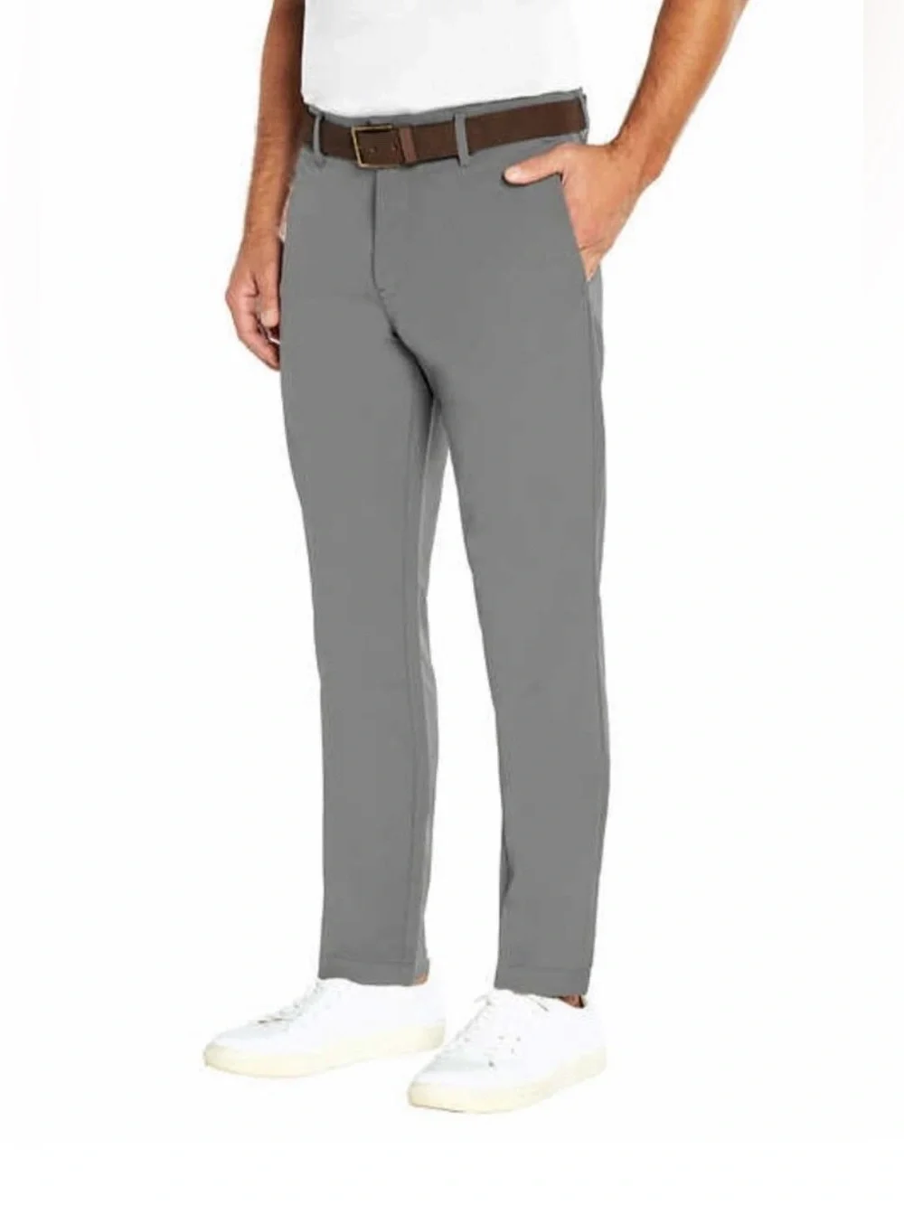 Banana Republic Slim Flat-Front Pants in Light Gray